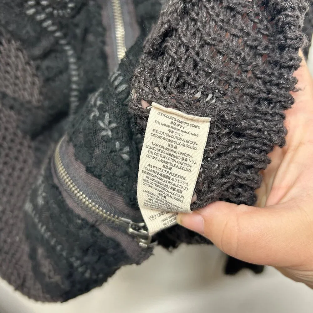 Free People Femme Fatale Knit Moto Zip Cardigan Open Knit Sweater small - Picture 9 of 10